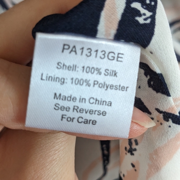 PARKER Silk Faux Wrap Aztec Tribal print Blue White Pink Dress size Small S - Picture 10 of 10